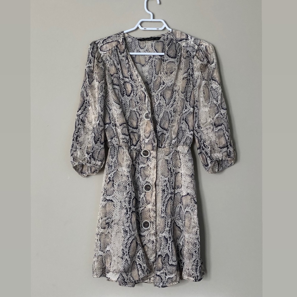 Zara basic snakeskin print dress